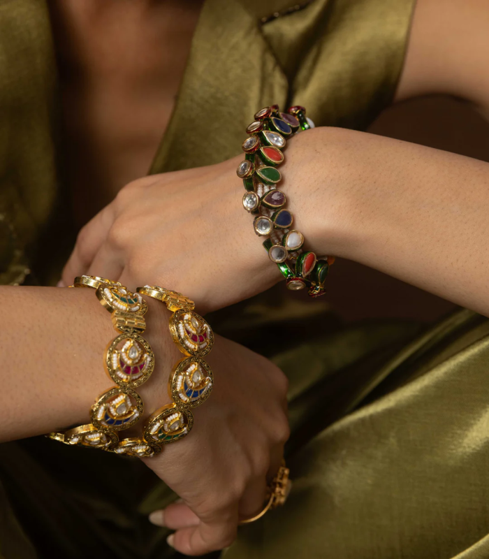 AANCHAL NAVRATAN KUNDAN BRACELET thumbnail 1