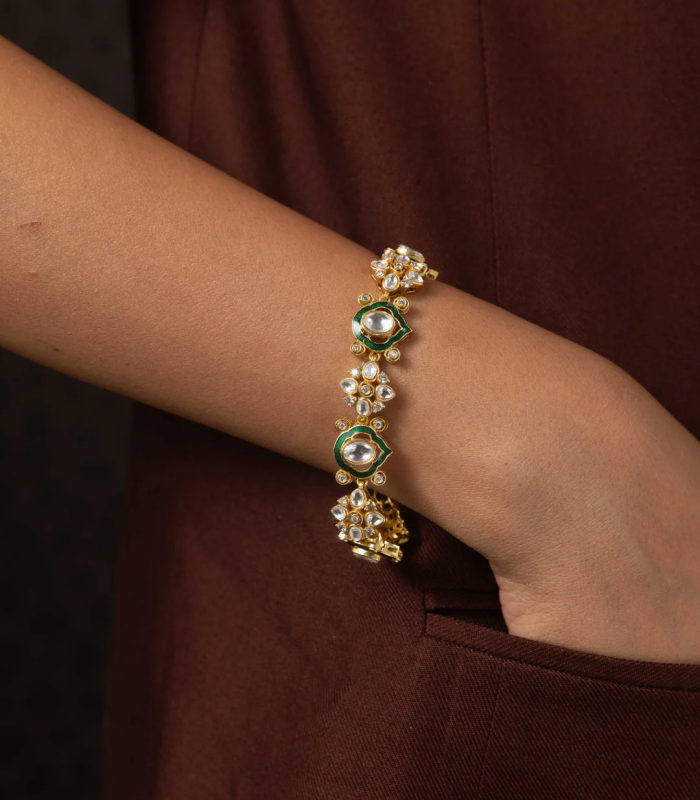 BHAWNA GREEN POLKI BRACELET thumbnail 1
